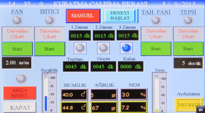 PLC kurutma ekranı